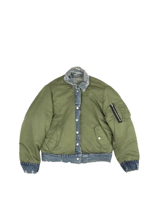 Amiri Green Reversible Distressed Denim Jacket for men