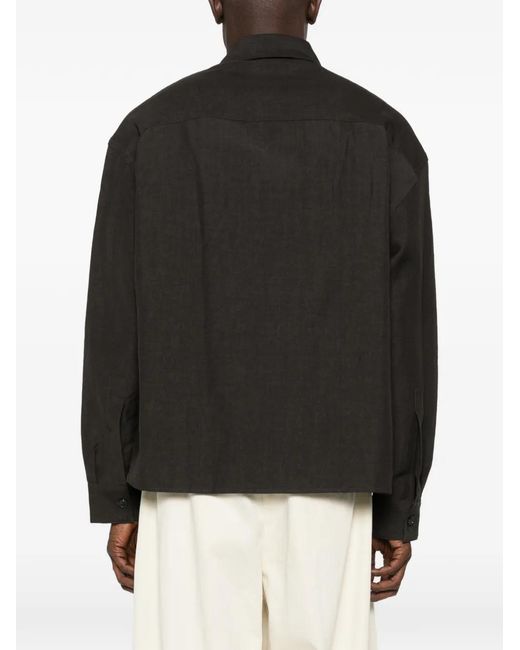 Studio Nicholson Black Long-Sleeve Shirt for men