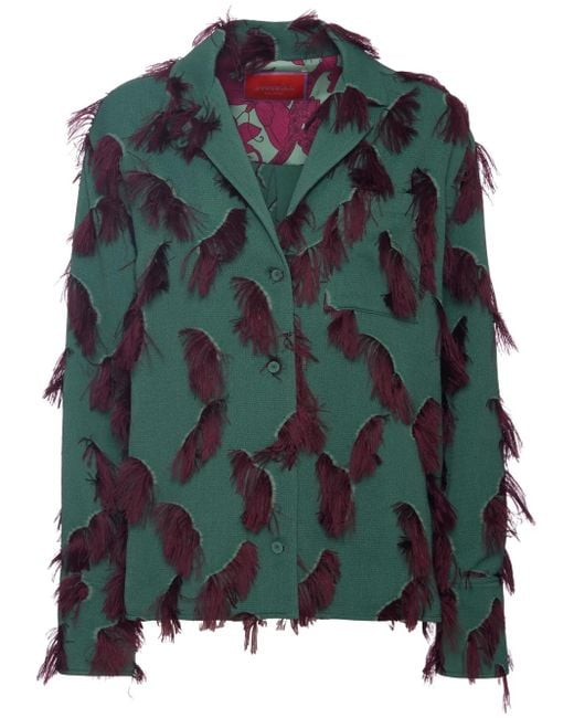 LaDoubleJ Green Milano Feather-Embellished Jacket