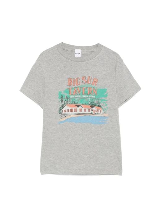 Re/done Gray T-Shirt À Imprimé Graphique