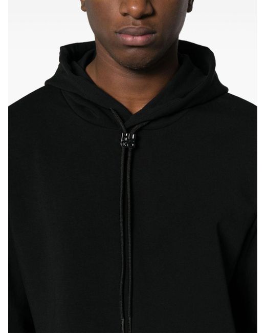 Sudadera con capucha y placa del logo HUGO de hombre de color Black