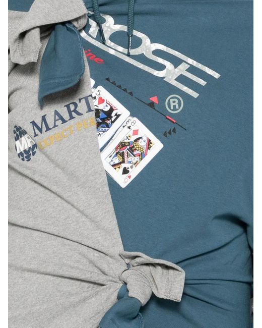 Martine Rose Blue Asymmetrical Tie-Detail Cotton Hoodie for men