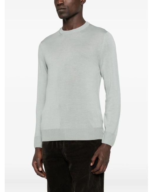Canali Gray Round-Neck Wool Sweater for men