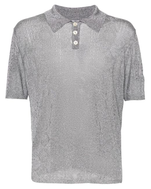 MARINE SERRE Poloshirt Met Metallic-effect in het Gray voor heren
