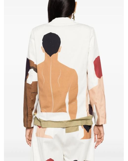 Amir Slama Pink Swimmer-Print Cotton Jacket