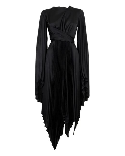 A.W.A.K.E. MODE Black Pleated Wrap Dress