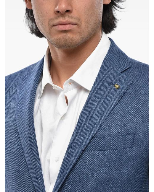 Corneliani Blue Blazer À Motif De Chevrons for men