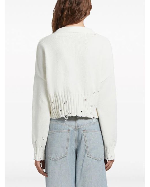Marni ダメージ カーディガン White