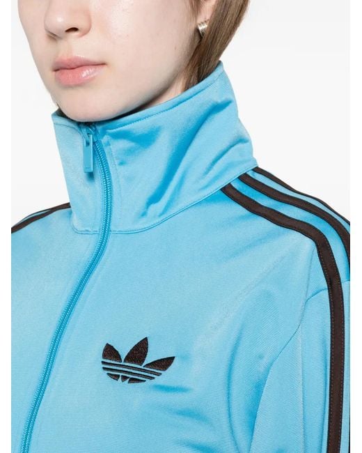 Pull Zippé À Rayures Adidas en coloris Blue