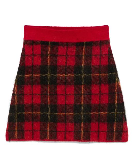 Polo Ralph Lauren Red Plaid-Pattern Mini Skirt