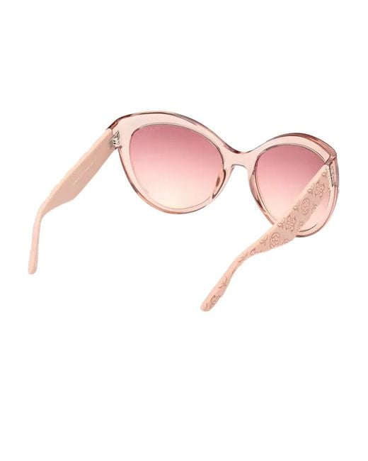 GUESS EYEWEAR Pink Monogram-Pattern Cat-Eye Sunglasses