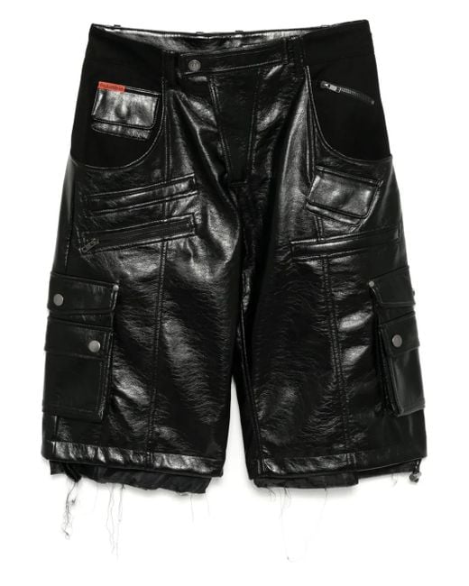 メンズ Martine Rose レザー ショートパンツ Black