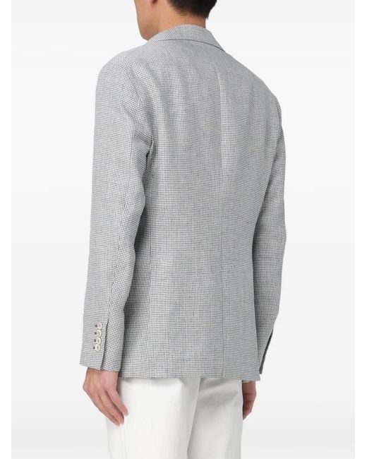 Brunello Cucinelli Gray Check-Pattern Tailored Jacket for men