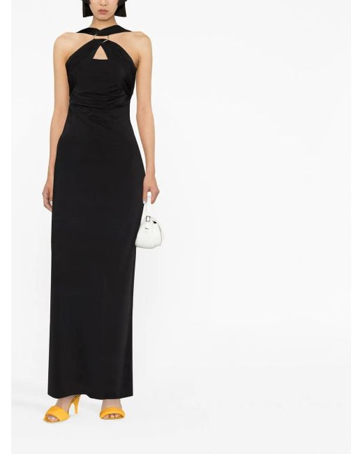 The Attico Black Draped Halterneck Dress