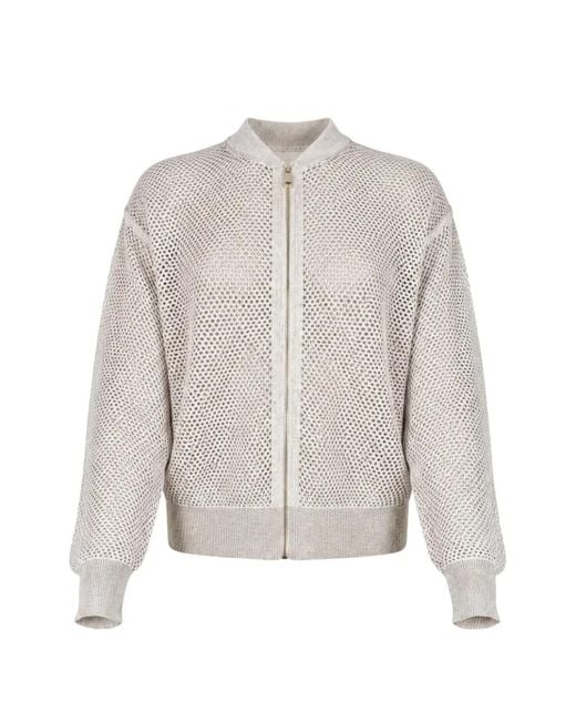 Fabiana Filippi White Sequin-Embellished Zip-Up Cardigan