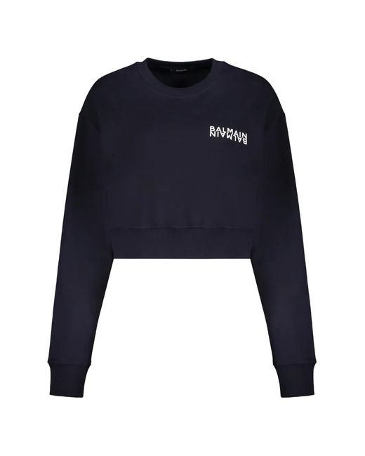 Balmain Blue Cropped Logo Sweatshirt