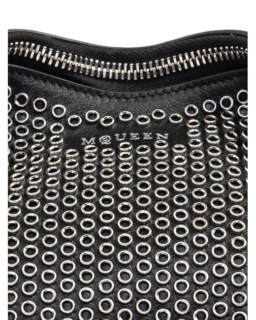 McQueen Black Manta Studded Zip Clutch Bag