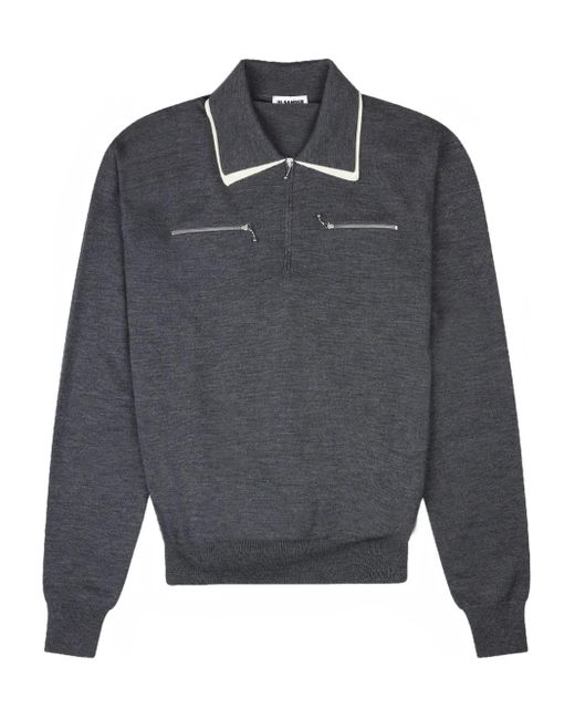 Jil Sander Gray Zip Collar Polo Shirt for men