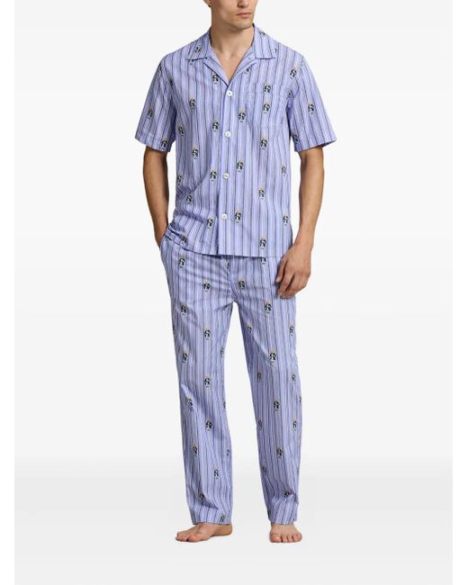 Polo Ralph Lauren Blue Stripe Bear-Print Sleep Top for men