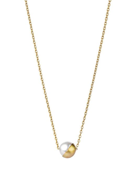 Shihara Half Pearl Necklace 0° in Metallic - Lyst