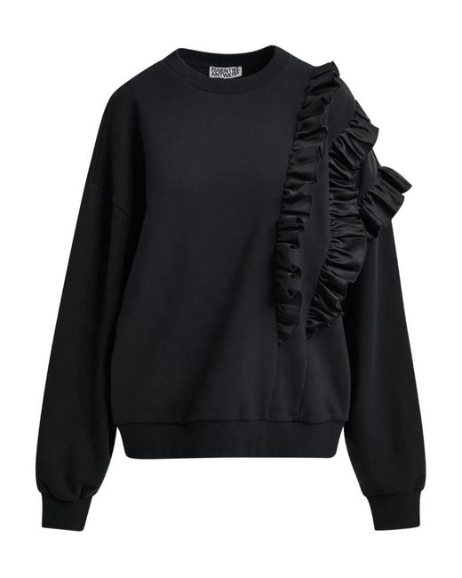 Essentiel Antwerp Black Iwave Ruffle-Detail Sweatshirt