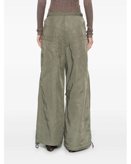 The Attico Green Trousers With Drawstring Waistband