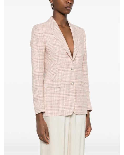 Tagliatore Pink Checked Single-Breasted Blazer