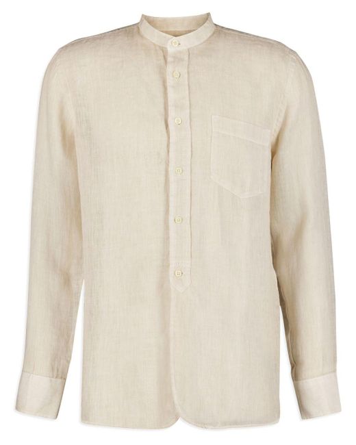 120% Lino Natural Collarless Linen Shirt for men