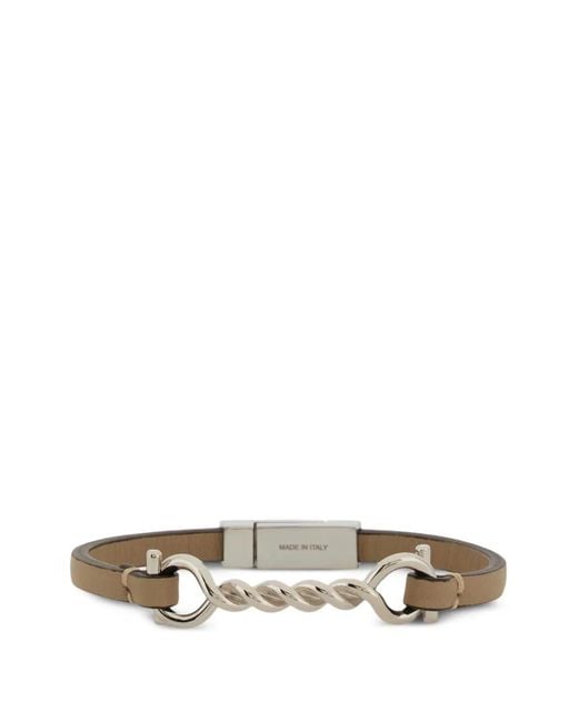 Ferragamo White Gancini Leather Bracelet (18 Cm) for men