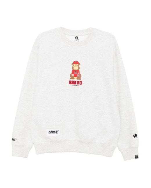 Aape By A Bathing Ape Sweater Met Geborduurd Logo in het White voor heren
