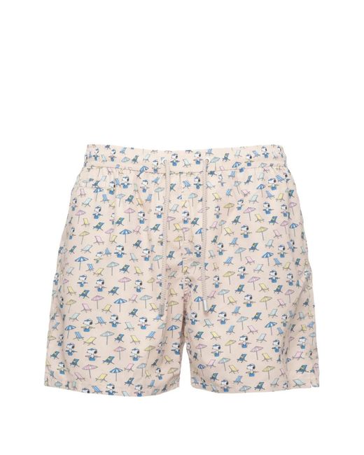 Mc2 Saint Barth White X Peanuts Lighting Micro Fantasy Snoopy-Print Swim Shorts for men