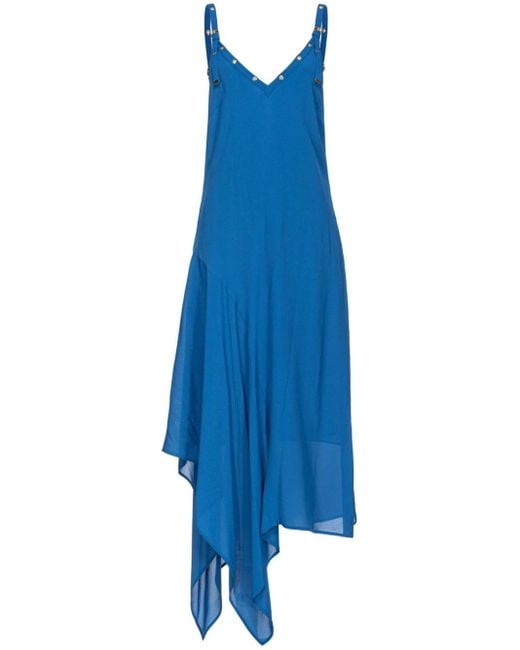 Pinko Blue Asymmetrisches Kleid mit V-Ausschnitt