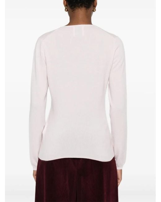 Allude Pink V-neck Long-sleeves Sweater