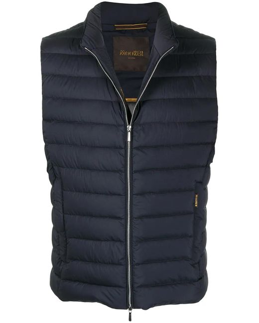 Moorer Blue Padded Zip-Up Gilet for men