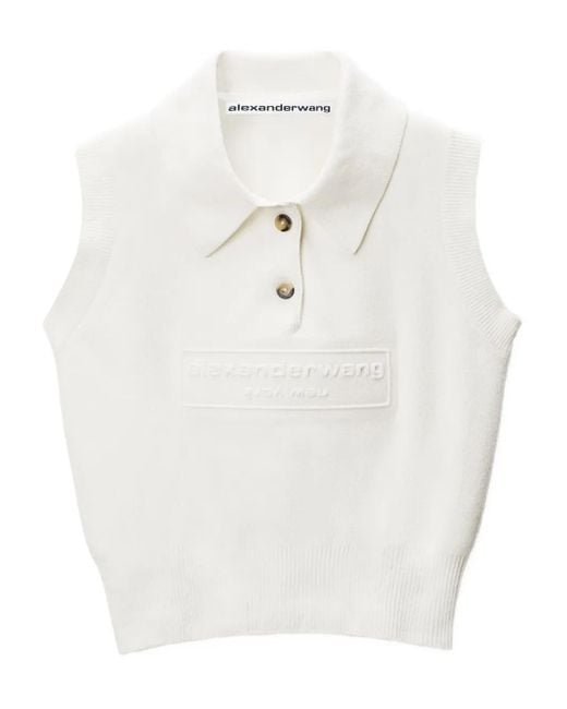 Top con logo en relieve Alexander Wang de color White