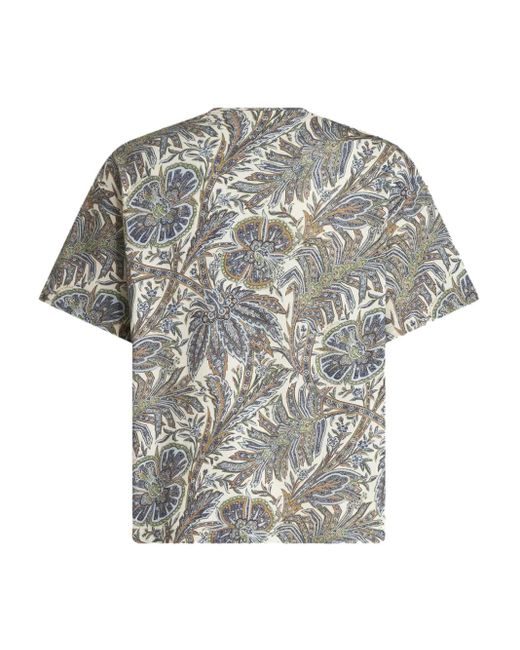 Etro Gray Paisley-Print Cotton T-Shirt for men