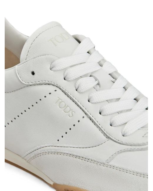 Tod's White Lace-Up Panelled Sneakers for men