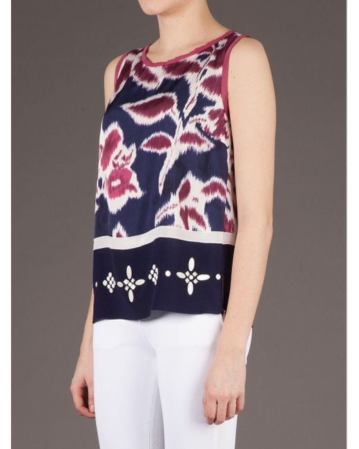Printed sleeveless top Mantu de color Blue