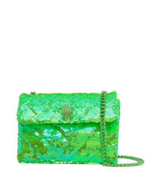 Kurt Geiger Leather Medium Sequin-embellished Kensington Bag in Green ...