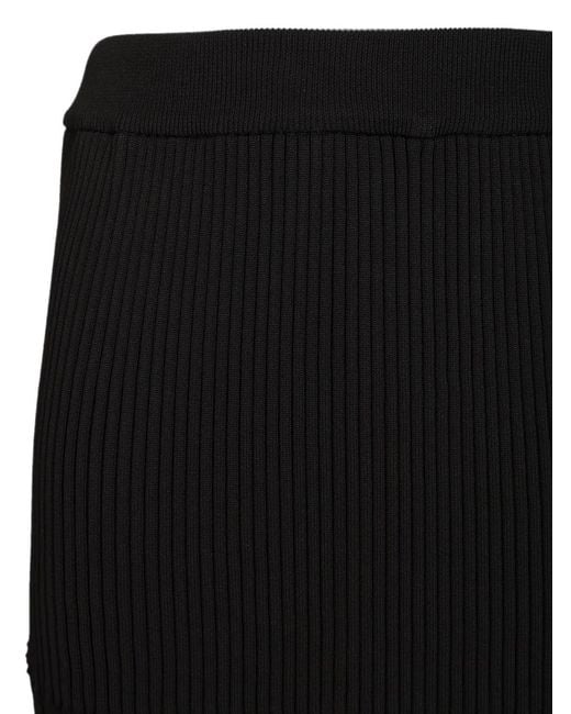 CFCL Black Ribbed-Knit Ruffled Midi Skirt