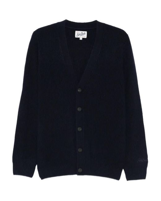 Mc2 Saint Barth Blue Cardigan Herrison Côtelé for men