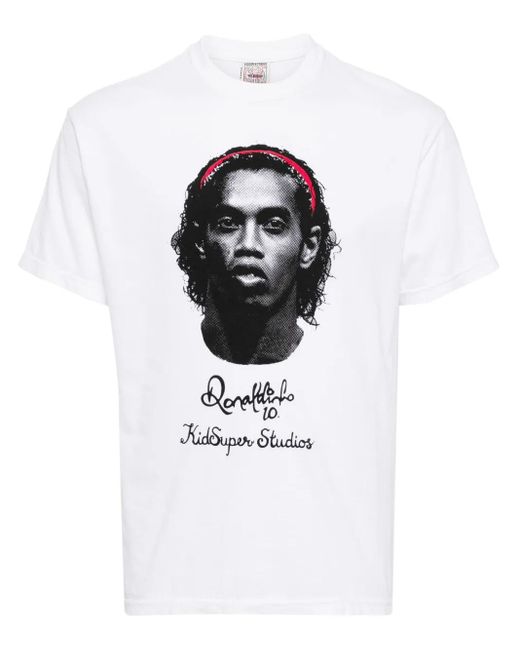 Kidsuper White X Ronaldinho T-Shirt for men