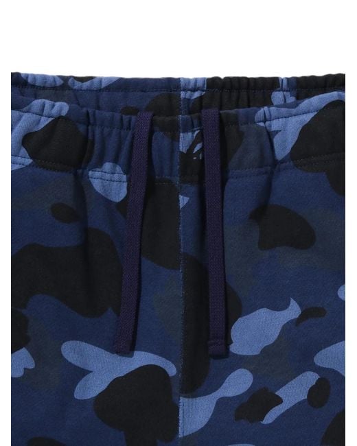 A Bathing Ape Blue Camo-Print Track Pants for men