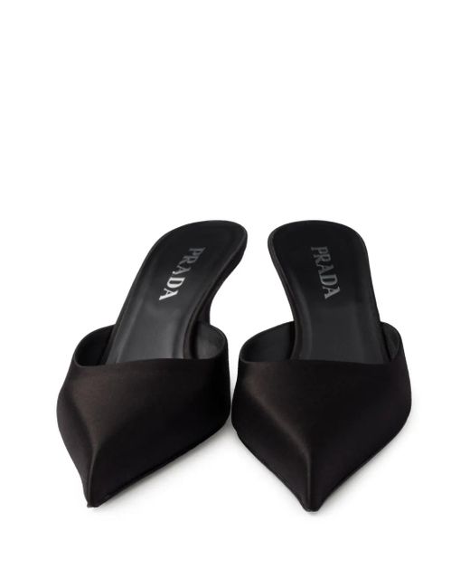 PRADA  黒サテン　8センチ　ミュール Prada サテン ミュール ブラック | Lyst