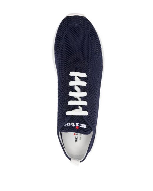 Kiton Blue Logo-embroidered Sneakers for men