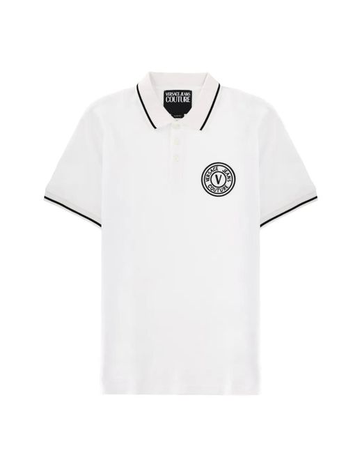 Versace Jeans Couture White Logo Appliqué Polo Shirt for men