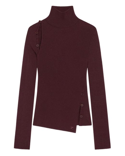Jersey con cuello alto Courreges de color Purple