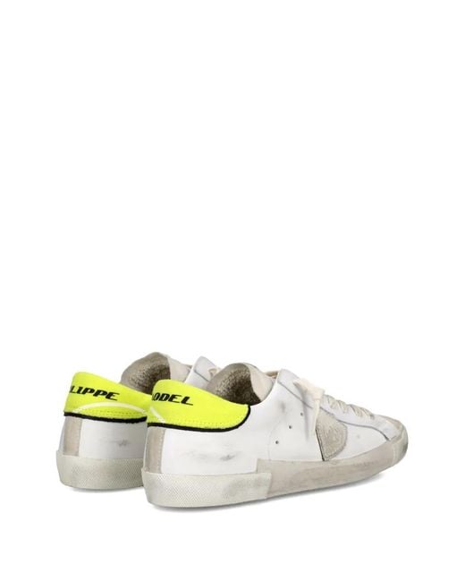 Philippe Model White Prsx Leather Patchwork Low-Top Sneakers for men