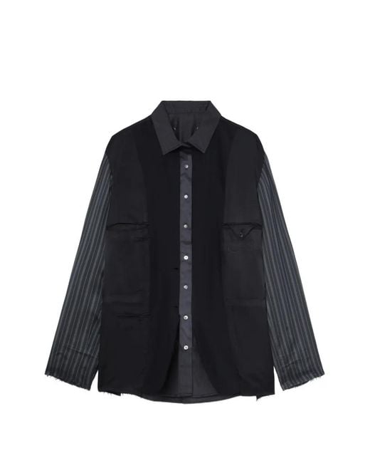 Maison Margiela Blue Striped Panelled Shirt Jacket