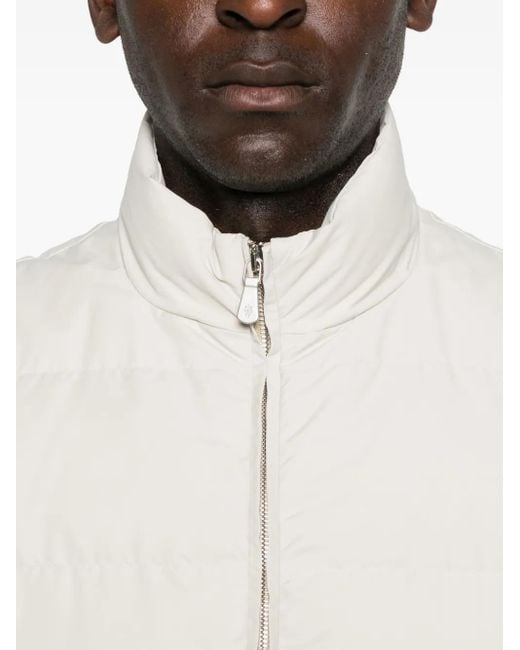 Eleventy White Quilted Zip-Front Vest for men